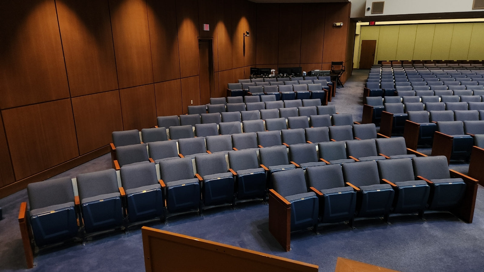 blue used auditorium church theater seating chairs 01