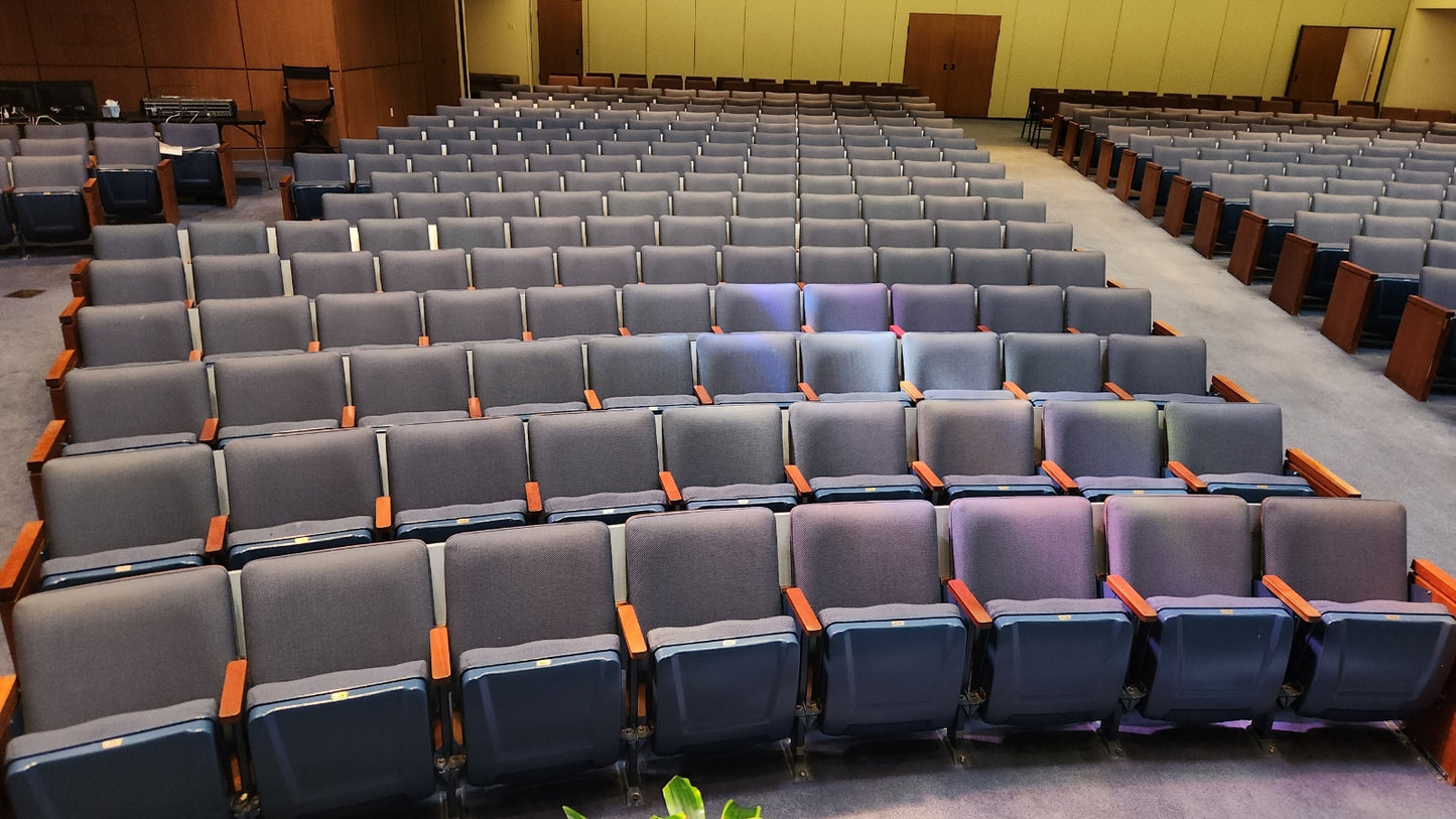 blue used auditorium church theater seating chairs 02