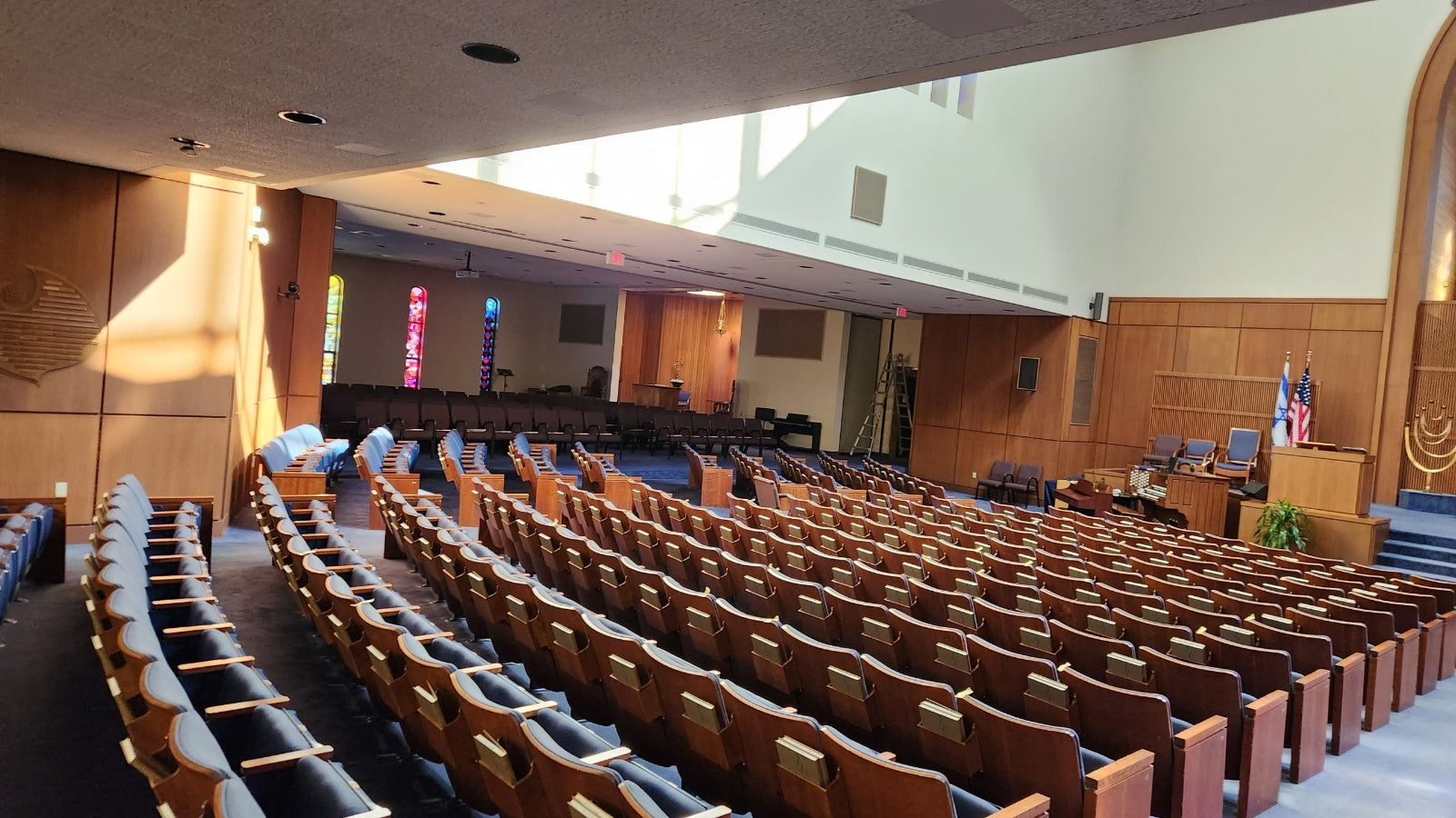 blue used auditorium church theater seating chairs 05