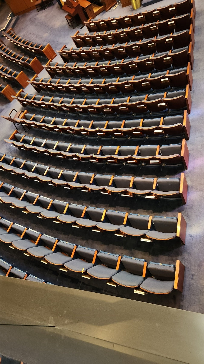 blue used auditorium church theater seating chairs 14